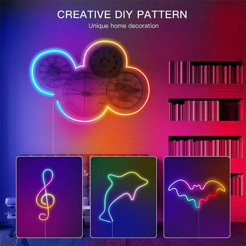 RGBIC Bluetooth Neon LED Strip Lights 5V 5M Waterproof Flex Ribbon Tape for Room Wall Decor with Easy Bluetooth Control and Flexible Design