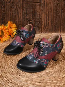 Women's Vintage Embroidered Ankle Boots, Embroidery Ankle Boot, Sexy High Heel Boots, PU Leather, Fall & Winter Fashion, New Style Cowboy Design, Elegant Boot