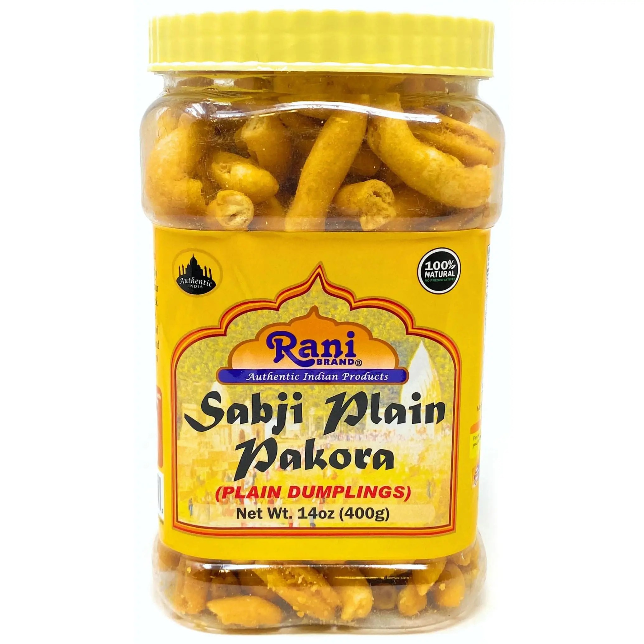 Rani Sabji Pakoda (Plain Dumplings) 14oz (400g) PET Jar ~ All Natural | Vegan | No Preservatives | No Colors | Gluten Friendly | Indian Origin