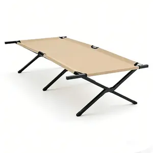 Folding Guest Bed for Home Office – 73"x35.8" Elevated Sleeping Cot for Adults Up to 5'9", 300lbs Capacity, 17.6lbs with Carry Bag, Quick Assembly No Tools for Nap, Guests, Indoor Use (Black/Khaki)