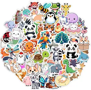 Water Bottle Stickers 100 PCS - Waterproof Vinyl Animal Stickers for Kids, Skateboards, Laptops & Classroom Prizes