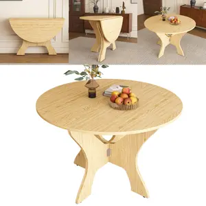 Ultimate 43 Inch Folding Dining Table for Small Spaces, Premium MDF Tabletop with Wild Oak Veneer, Multi-Purpose Space Saving Foldable Kitchen Table, Sturdy Portable Foldable Dining Desk Ideal for Indoor Outdoor Home Apartment Patio Office Use