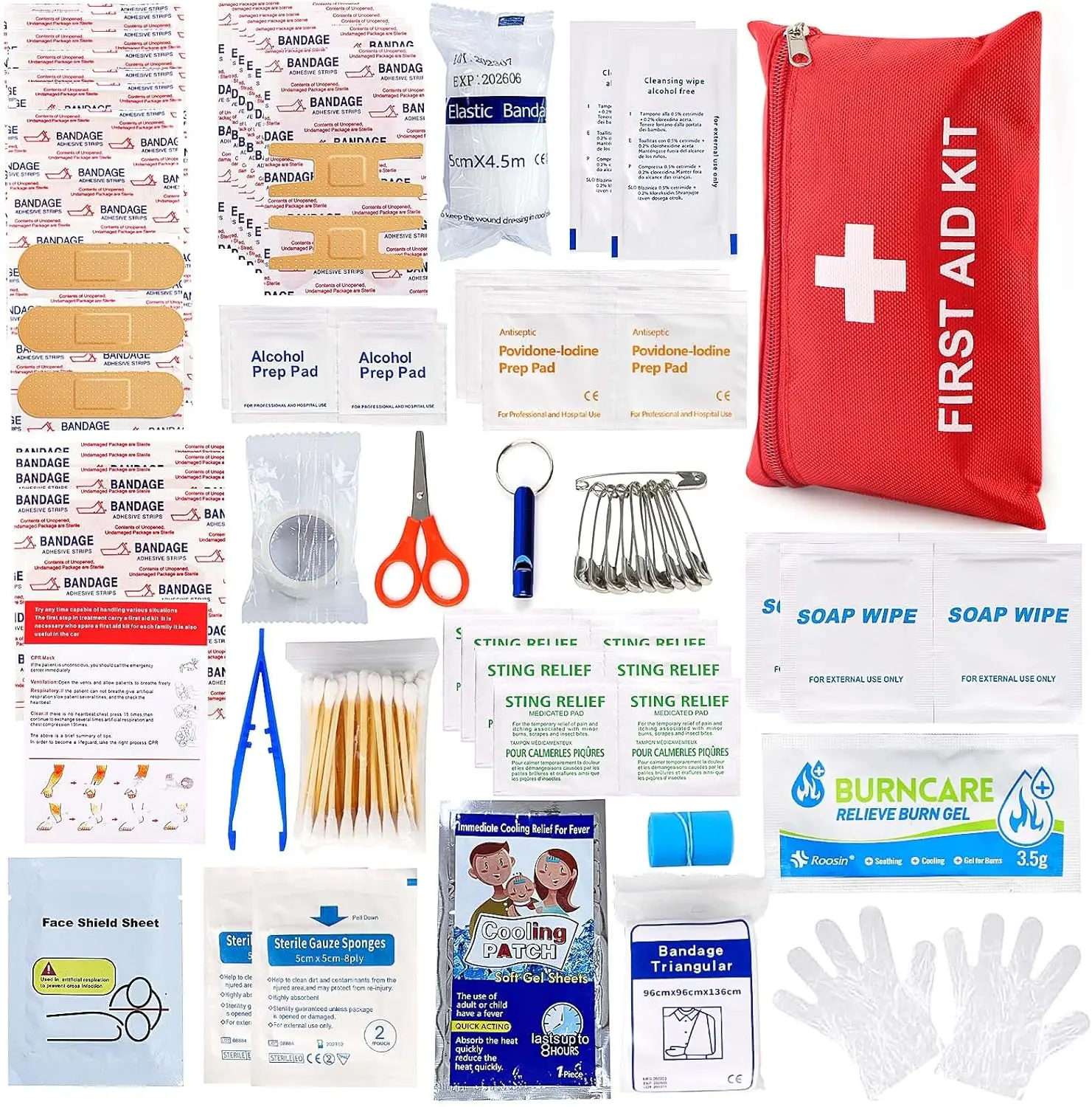 First Aid Kit for Home Car Travel 107 Piece Emergency Kits for Hiking Camping Small Trauma Kit for Boat Vehicle Lightweight Compact Pocket Aid Kit for Sports Outdoor Survival | Lightweight, Compact