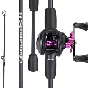 Sougayilang Fishing Rod and Reel Combo, 2 Sections Casting Rod with  7.2:1 Gear Ratio Baitcasting Reel for Freshwater and Beginner