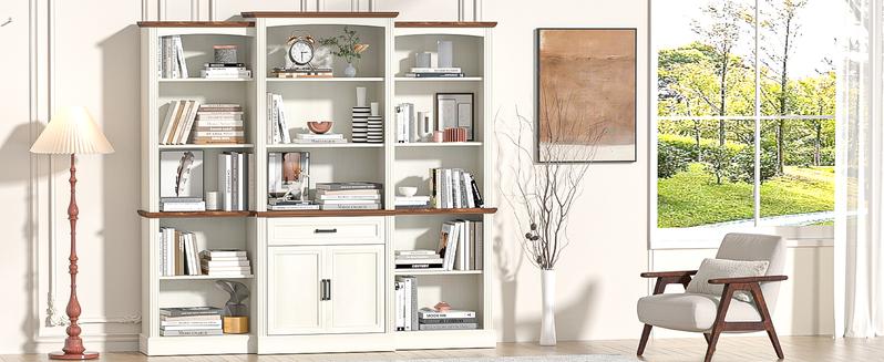 Spurgehom 5-Tier Open Bookcase, 70 Inches Tall. Features Adjustable Shelves and a Farmhouse Style Design. A Freestanding Display Storage Cabinet with Large Capacity for Living Room or Home Office