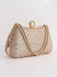 CYX [Mother's Day] Sparkling Rhinestone, Sparkling Embellishments Ladies' Clutch Evening Bag, Festive Bag, Party Bag, Diamond-Studded Ring Handbag, Shoulder Chain Crossbody Bag Ideal for Weddings, Parties, Banquets, Easter, Graduation Season, Compact Size