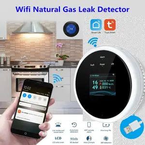 WiFi Natural Gas Leak Detector for Home, LCD Digital Display, APP Remote Alarm, Natural Gas & Propane LPG Monitor, High Precision Safety Alarm for Kitchen Camper