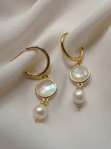 「Elegant Shell Pearl Earrings, Sea Blue Crystal & Emerald Jewelry, Vintage Style, Perfect for Office Wear, Ideal Gift for Loved Ones」