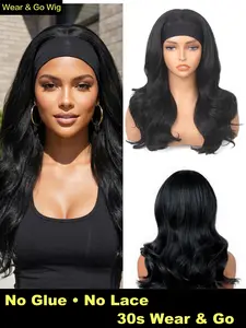 [Flash Sale]Ice Silk Ribbon Deep Wave Headband Wig,Daily use, dating, must‑have for lazy people BODY WAVE HEADBAND WIG SYNTHITIC 22 HAIR curly hair Wear And Go Wig natural materials Hair Pre Plucked Natural Hairline Beginner Friendly