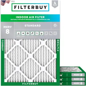 Filterbuy 18x21x1 Air Filter (4-Pack), Pleated MERV 8 Dust Defense HVAC AC Furnace Air Filters (Actual Size: 18.00 x 21.00 x 1.00 Inches)