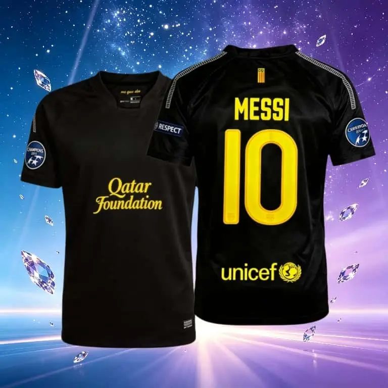 11 12 Retro Second Away Black No.10 Messi Short Sleeve Soccer Jersey