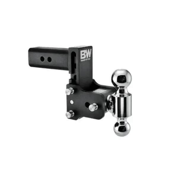B&W Tow & Stow Steel Adjustable Trailer Hitch - 2-1/2" Receiver, 14,500 lbs Capacity, Adjustable Height, Dual Hitch Balls, 5" Drop, Chrome Finish, Powder Coat, TS20037 (Boating & Outdoor Use)