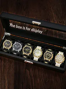 Men's Watch Set 6pcs, Wristwatch Set, Business Casual Alloy Quartz Analog, Perfect Birthday Gift, All Seasons Use, Includes Original Box