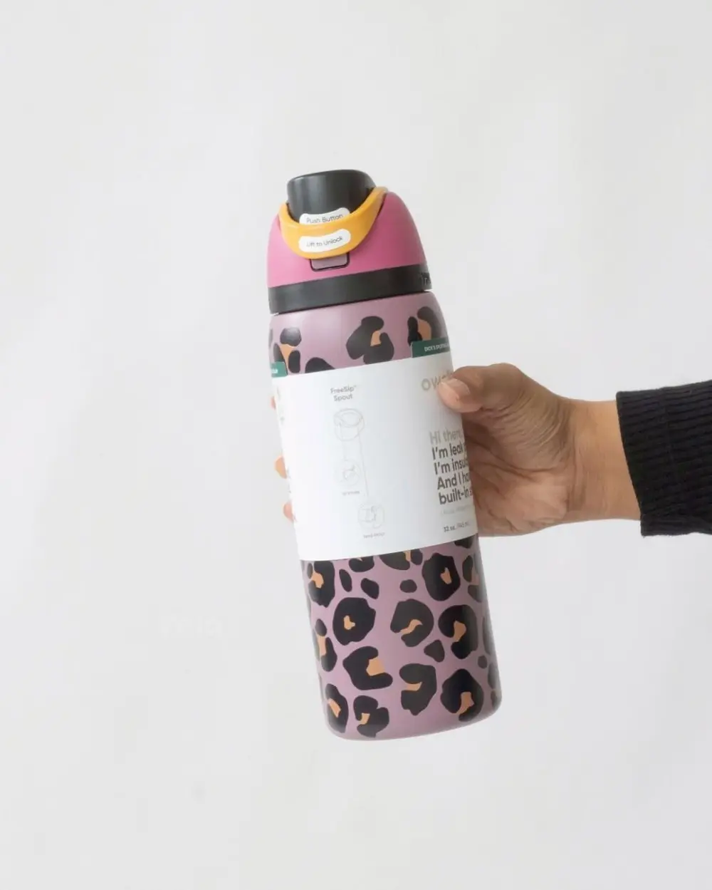 Owala 32oz Leopard Print Stainless Steel Vacuum Flask Water Bottle - Casual Modern Kitchen Drinkware with Lid, Large-Capacity Travel Tumbler, Hot Drinks Stay Hot, Keep-Cool for Iced Tea, Halloween Gift