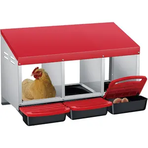 Chicken Nesting Box,3 Compartments Metal Roll Away Nest Box for Chicken Coop,Egg Laying Boxes, Lid Cover to Protect Eggs,Easy Egg Collection,Hen Roosting Boxes