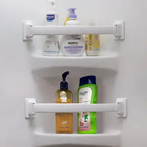Durable Shower Corner Organizer - Space-Saving RV Bathroom Caddy for Travel Trailers - Adjustable Aluminum Storage Bar for Campers - 2-Pack Set for Shower Organization - Rust-Resistant Lightweight Design