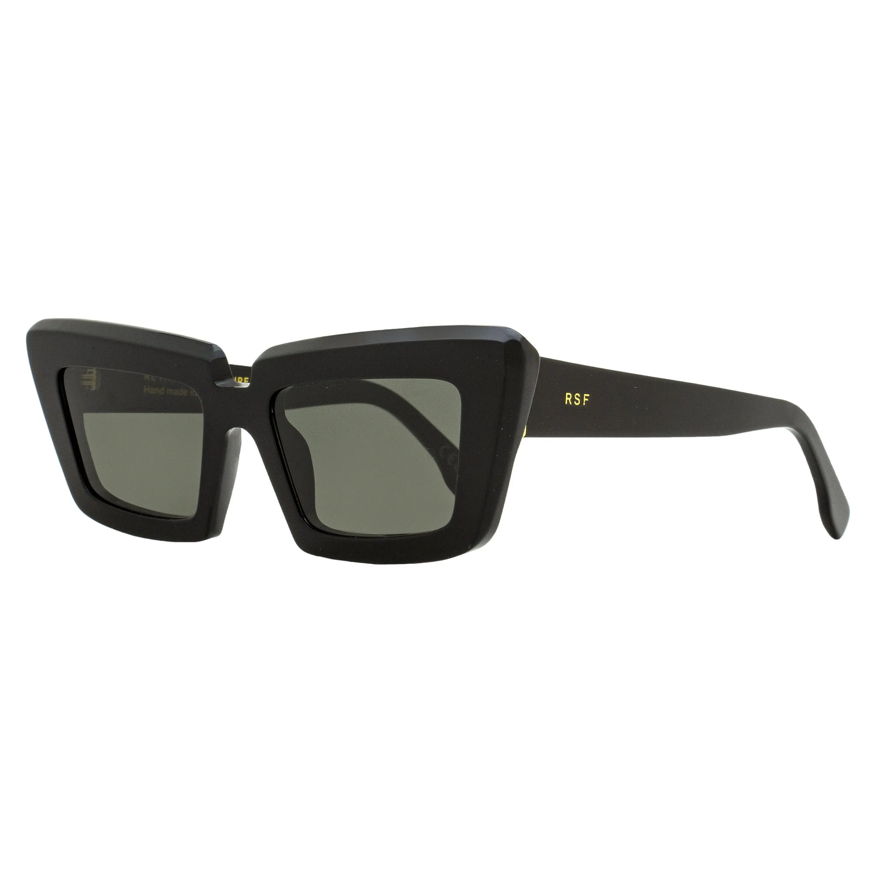 Retrosuperfuture Coccodrillo Unisex Pointed Statement Frame Sunglasses, Hand Made in Black Acetate with Zeiss Lenses, 57mm, Statement Frame Glasses, Cutting Edge Shapes, Fashionable, Oversized