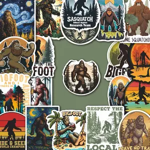 56Pcs Vintage Bigfoot Stickers Pack, Waterproof Outdoor Cryptid & Wilderness Sasquatch Vinyl Decals for Laptop, Water Bottle, Journal & Scrapbook, Cryptozoology Gift, Sticker Packs