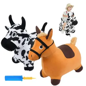 EKEPE Inflatable Bouncy Animal, Hopper Horse & Cow, Ride-on Toy with Pump, Ideal for Toddlers, Boys & Girls Aged 3-6, Perfect Birthday Gift for Kids