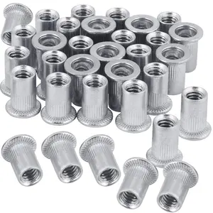 100 count 1/4-20  Flange Rivet Nuts, UNC Flat  Threaded Insert Nut