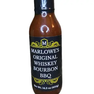 Marlowe's Original Whiskey Bourbon BBQ 14.8 oz (405g) - Classic Whiskey Bourbon Flavor in Glass Bottle - Food