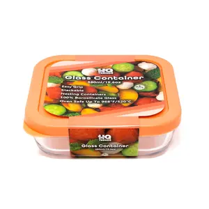 580 ML Glass Bakeware Dish with Orange Lid Heat-Resistant Airtight 20oz Square Baking Dish
