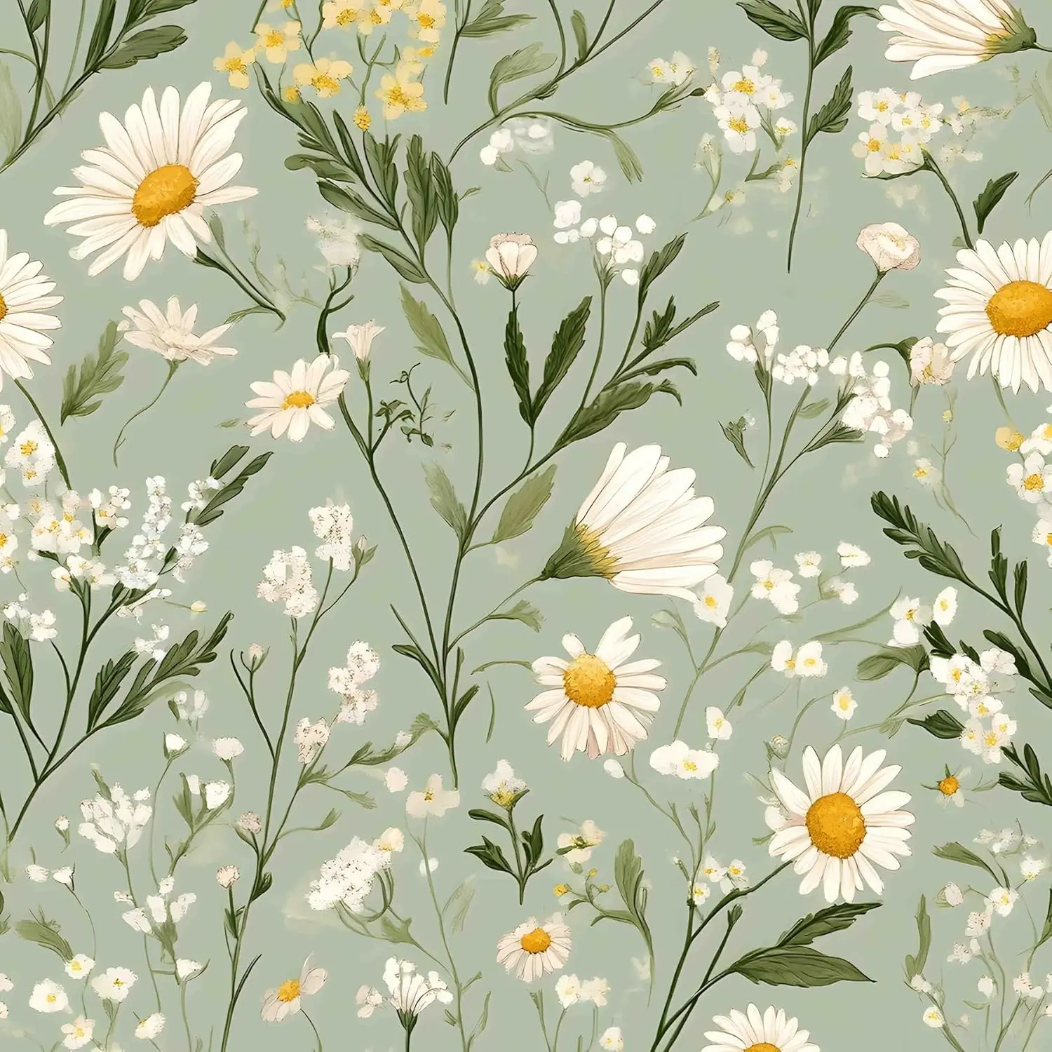 Floral Peel and Stick Wallpaper Daisy Contact Paper 17.3"×78.8" | Vintage Self Adhesive Wallpaper Removable Flower Boho Wall Paper Waterproof Countertop Paper for Bathroom Vinyl Roll