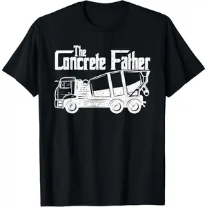 Cotton Streetwear Graphic Tees Casual Round Neck Shortsleeve Fashion Concrete Finisher The Concrete Father Constructions Workers T-Shirt