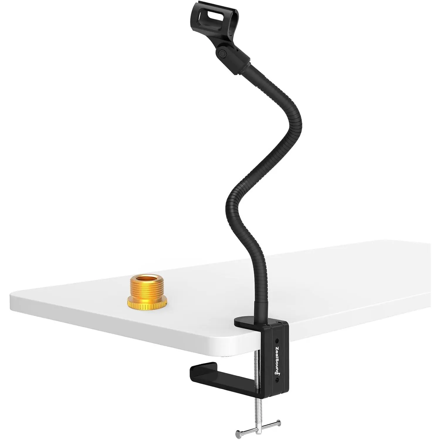 Microphone Stand,Flexible Gooseneck Desktop Mic Stands Holder with Heavy Duty Desk Clamp,3/8" to 5/8" Screw Adapter Include 360 Adjustable Compact Mic Arm for Blue Snowball Ice Spark (Black)