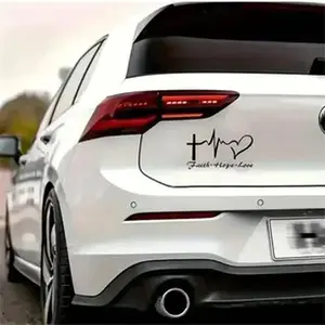 Heart & Cross Pattern Car Sticker, Car Window Decal, Car Exterior Decoration Accessories For Women & Men, Creative Car Stickers, Car Stuff