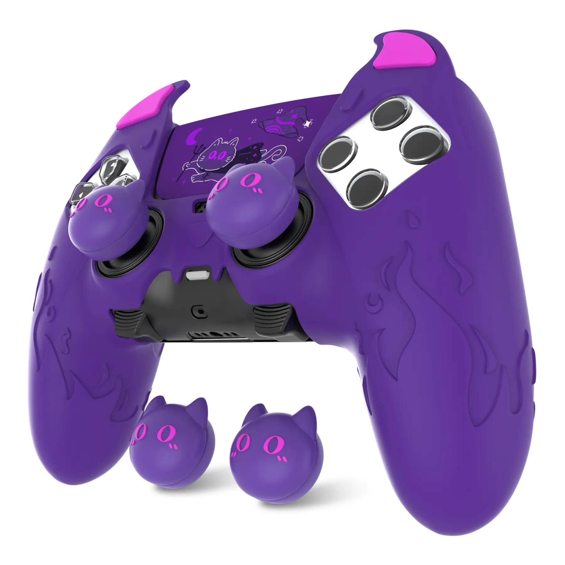 [For ps5 Edge Controller] PlayVital Cute Demon Silicone Case, Kawaii Controller Cover Skin