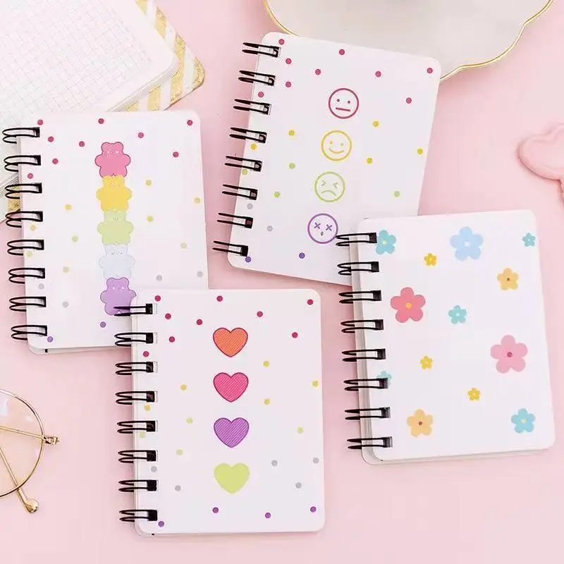 Mini Portable Flip Coil Notebook A7 Pocket Book, Student Mini Diary, Small Flower Design, Ideal for Notes and Sketches, Perfect for Students, Travel Diary Notebook, Spiral Notebook Journal, Spiral Bound Notepad