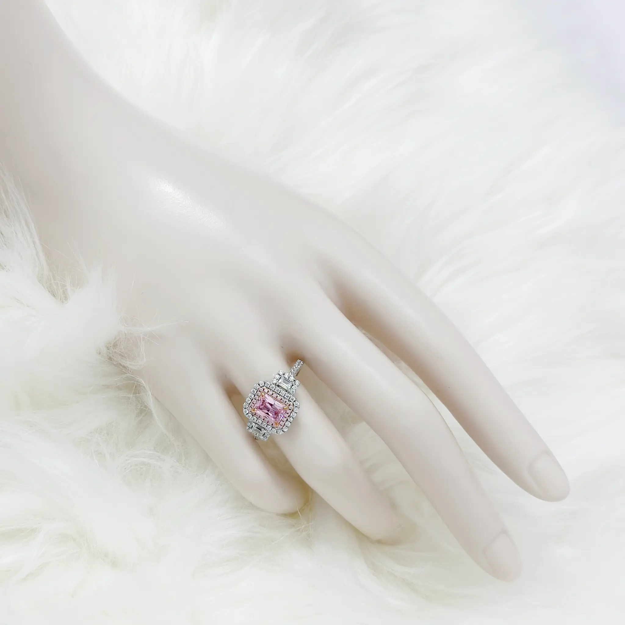 Emerald Cut Pink Diamond ring