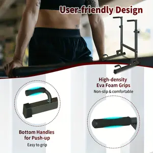 2024 Power Tower Dip Station with Bench Pull Up Bar Stand Adjustable Height Heavy Duty Multi-Function Fitness Training Equipment