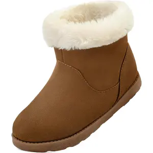 L-BN006   Girls & Toddler' Faux Fur Shearling Style Boots, Girls Warm Winter Flat Non-Slip Zip Snow Boots for Indoor Outdoor(Toddler/Little Kid/Big Kid)