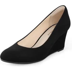 Closed Toe Wedges for Women, Black Nude Gold Silver Wedges Heels for Women Comfortable Medium Heel Wedges Work Pumps Shoes for Dressy Spring Fall - 2.5Inch