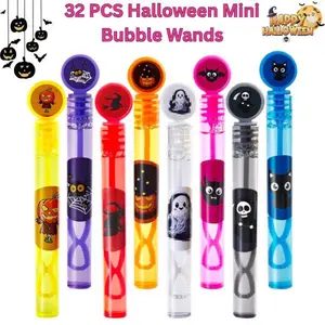Halloween Party Favors Goodie Bag Stuffers for Kids 32 PCS, Mini Bubble Wands for Toddlers, Small Boo Trick or Treat Basket Bucket Fillers, Birthday Classroom Games Activities Supplies Prizes Gifts