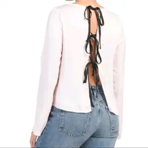 Free People Aarabella Satin Top Blush Pink Long Sleeve Blouse with Back Lace-Up Detail Size S NEW