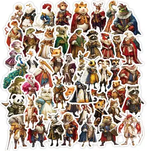 Medieval Animal Kingdom Series Sticker, 50pcs/set Decorative Sticker, DIY Creative Sticker for Phone Case, Cellphone, Laptop, Notebook, Helmet, Skateboard