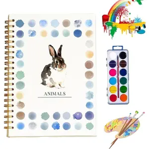 Water Color Workbook, Animals Flowers Ocean Water Coloring Book, Nature Scenes Paint Set Art Crafts,Beginner-Friendly Watercolor Workbook, with 12 Colors Paint Set with Paints Brush,Anima