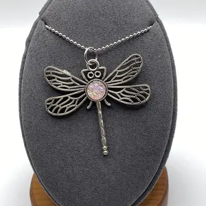 Rear-View Mirror Charm-Butterfly with Pale Pink Glass Inlay