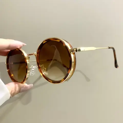 Vintage Round Metal Frame Glasses, Fashionable Unisex Eyewear, Retro Style Decorative Eyeglasses for Men & Women, Trendy Beach Eyewear, Stylish Glasses