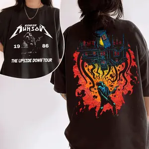 Ship within 24 hours Retro Eddie Munson 2 Sides Shirt Upside Down Graphic Sweatshirt Hoodie Vintage Unisex T Shirt Premium Soft Cotton Casual Crewneck Top Gift For Stranger Things Movie Fans Teens Adults