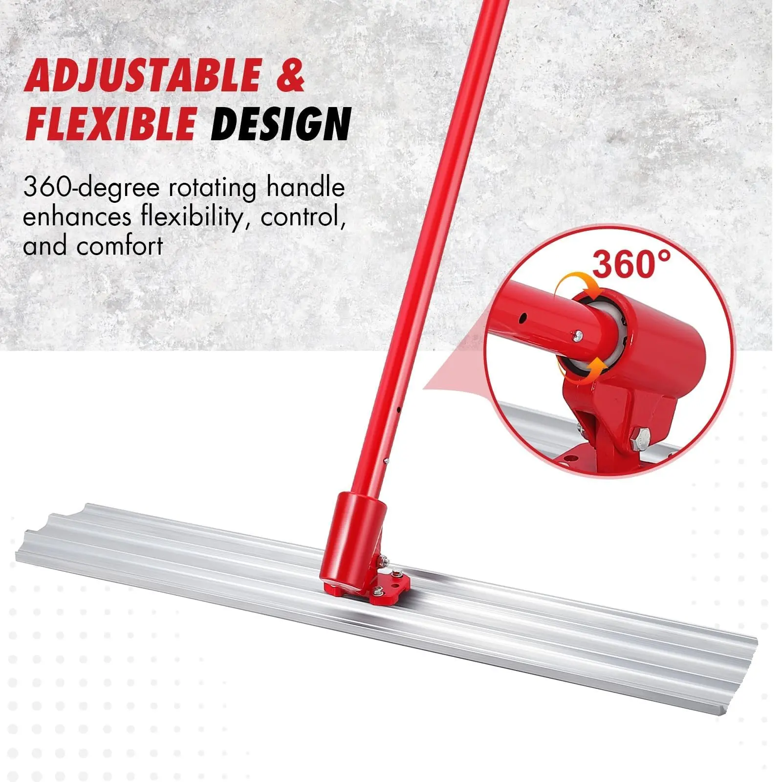 Heavy Duty Concrete Bull Float 48x8 Inch Square Edge Aluminum Magnesium Float Board with 4 Extendable Handles Cement Smooth Finishing Tool for Building Decoration