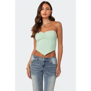 Cinched Strapless Triangle Top
