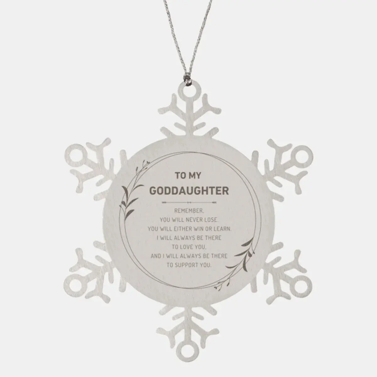 Goddaughter Ornament Gifts, To My Goddaughter Remember, you will never lose. You will either WIN or LEARN, Keepsake Snowflake Ornament For Goddaughter, Birthday Christmas Gifts Ideas For Goddaughter X-mas Gifts