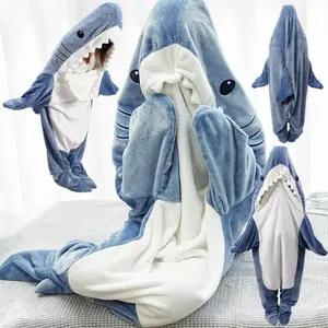 Original Cuddle Sharkie Super Soft Shark Blanket Hoodie Onesie for Adults & Kids Cozy Wearable Blanket Loungewear Pajamas Comfort Homewear Slip Nightwear Oversized Womenswear Long Sleeve Blue Basic Minimalist（gift）