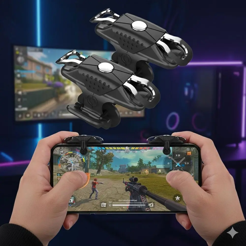 Upgrade Your FPS Gameplay: Precision ABS Rapid-Fire Trigger Kit with L1/R1 Buttons for iOS & Android. Ergonomic Design Boosts Aim & Reaction Speed. Plug & Play for Popular Shooting Games.