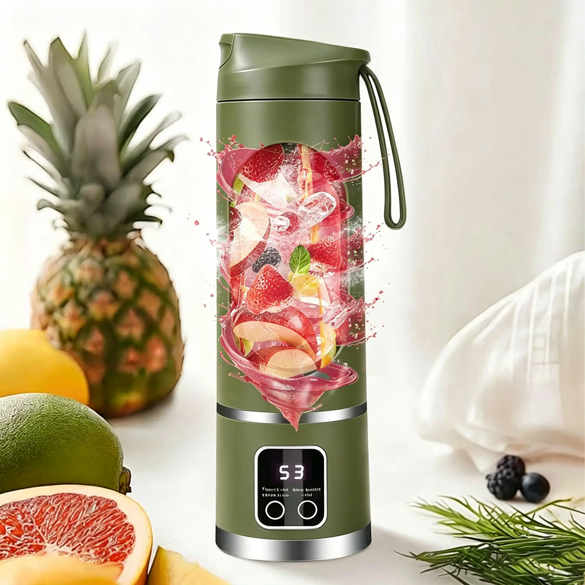 Digital Juicer Blender - Cordless Blender, Smart LED Display, Diet-Friendly, Leak-Proof Design, Blender For Kitchen, 1500mAh, Kitchen Gadgets, Office & Gym Gifts for Healthy Lifestyle