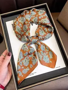 Women's Fashion Scarf Waist Silk Square Shawl 70x70cm, Multifunctional Accessory for Ladies, Stylish and Versatile Design Bandana